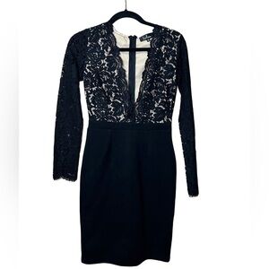 Lulu's Swooner or Later Black Long Sleeve Lace Dress Size S
